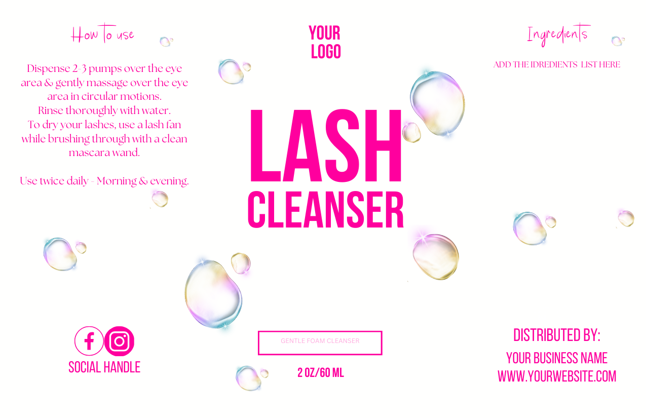 Lash Cleanser Label Template (Downloadable & Printable)